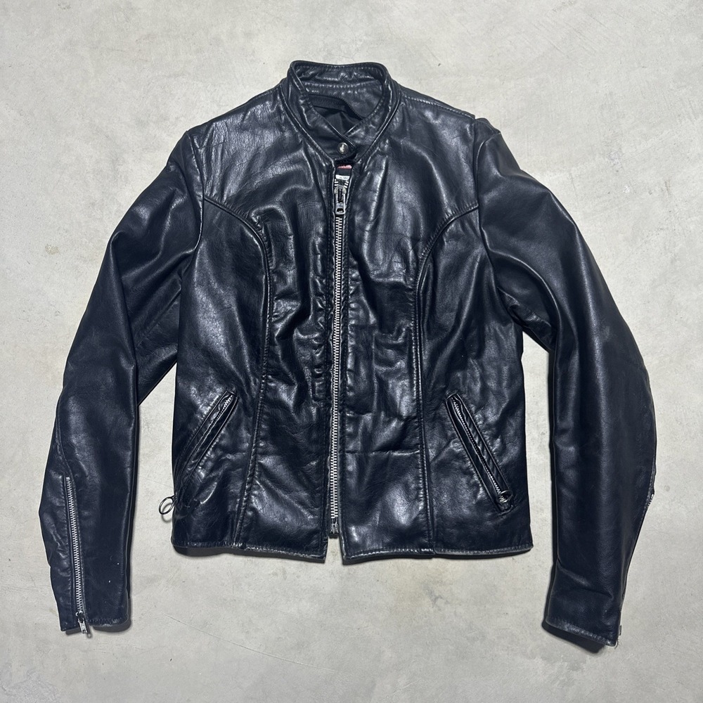 Vintage 1970s Brooks Leather Biker Motorcycle Jacket Made USA Men's SZ 34